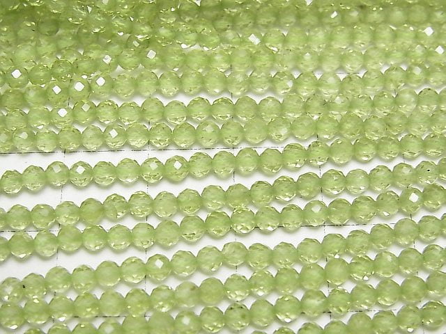 [Video]High Quality! Peridot AAA Faceted Round 3mm 1strand beads (aprx.15inch/37cm)