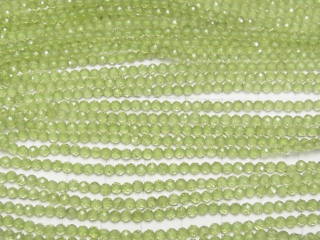 [Video]High Quality! Peridot AAA Faceted Round 3mm 1strand beads (aprx.15inch/37cm)