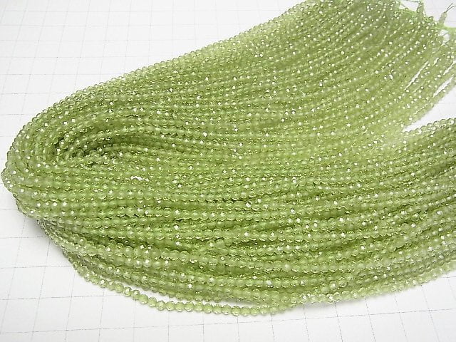 [Video]High Quality! Peridot AAA Faceted Round 3mm 1strand beads (aprx.15inch/37cm)