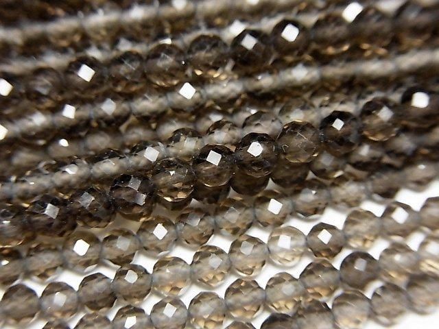 [Video] High Quality! Smoky Quartz AAA Faceted Round 3mm 1strand beads (aprx.15inch/37cm)
