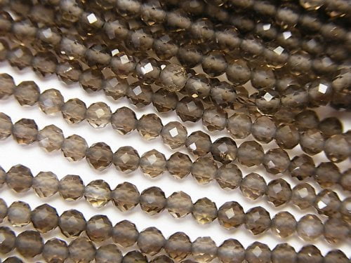 Faceted Round, Smoky Quartz Gemstone Beads