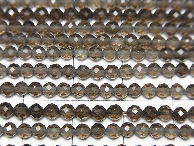 [Video] High Quality! Smoky Quartz AAA Faceted Round 3mm 1strand beads (aprx.15inch/37cm)
