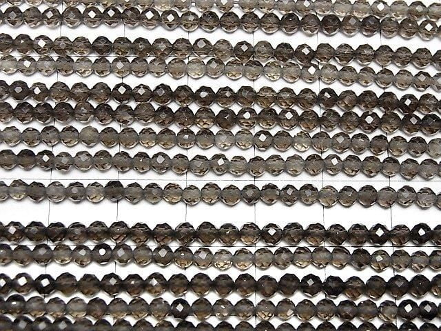 [Video] High Quality! Smoky Quartz AAA Faceted Round 3mm 1strand beads (aprx.15inch/37cm)