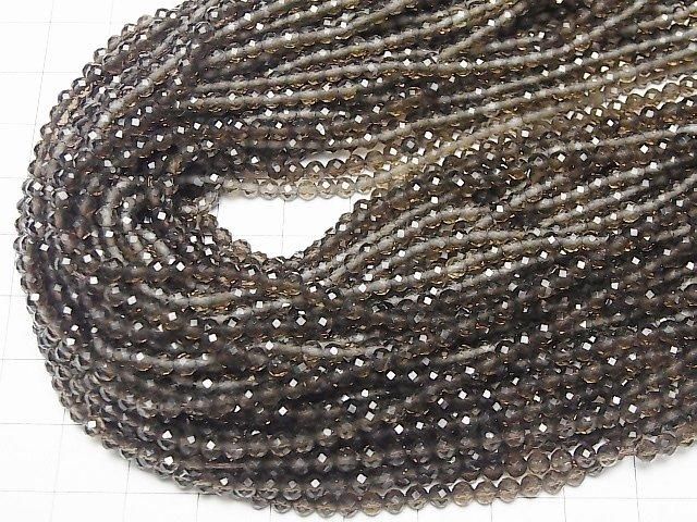 [Video] High Quality! Smoky Quartz AAA Faceted Round 3mm 1strand beads (aprx.15inch/37cm)