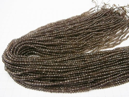 [Video] High Quality! Smoky Quartz AAA Faceted Round 3mm  1strand beads (aprx.15inch/37cm)