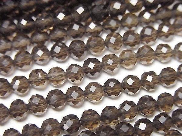 [Video]High Quality! Smoky Quartz AAA 32Faceted Round 4mm 1strand beads (aprx.15inch/37cm)