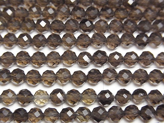 [Video]High Quality! Smoky Quartz AAA 32Faceted Round 4mm 1strand beads (aprx.15inch/37cm)