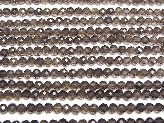 [Video]High Quality! Smoky Quartz AAA 32Faceted Round 4mm 1strand beads (aprx.15inch/37cm)