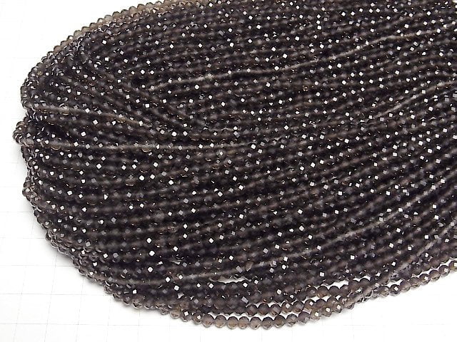 [Video]High Quality! Smoky Quartz AAA 32Faceted Round 4mm 1strand beads (aprx.15inch/37cm)