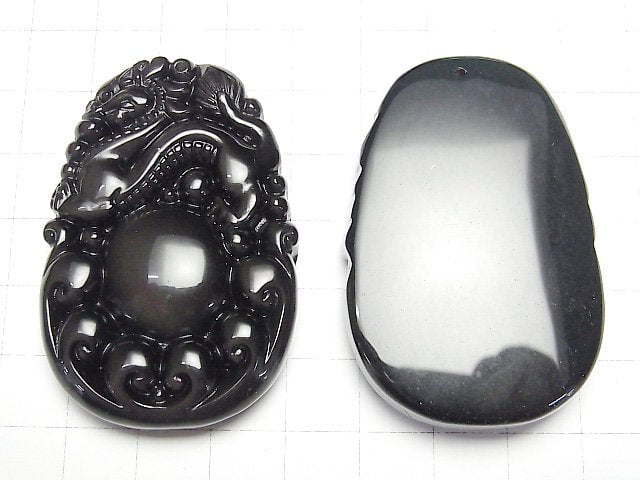 [Video] KIRIN's Carved! Rainbow Obsidian AAA Plate 1pc