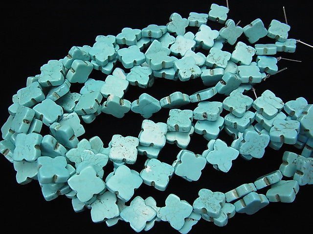 1strand $7.79! Magnesite Turquoise Flower motif 18x18x5mm 1strand beads (aprx.15inch / 36cm)