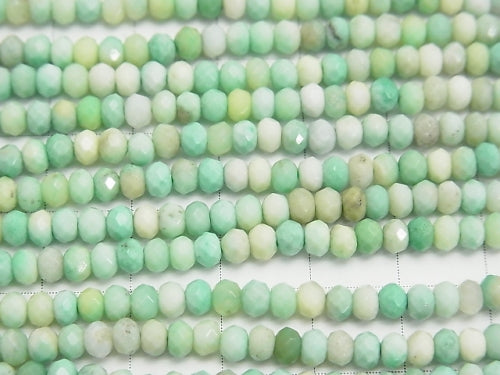 Natural color green Chalcedony Faceted Button Roundel 4 x 4 x 3 mm half or 1 strand beads (aprx.15 inch / 38 cm)