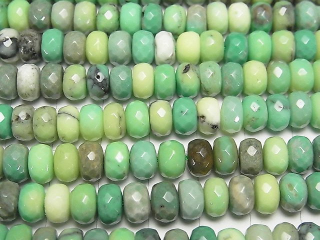 [Video] Natural color green Chalcedony Faceted Button Roundel 8 x 8 x 5 mm half or 1 strand beads (aprx.15 inch / 38 cm)