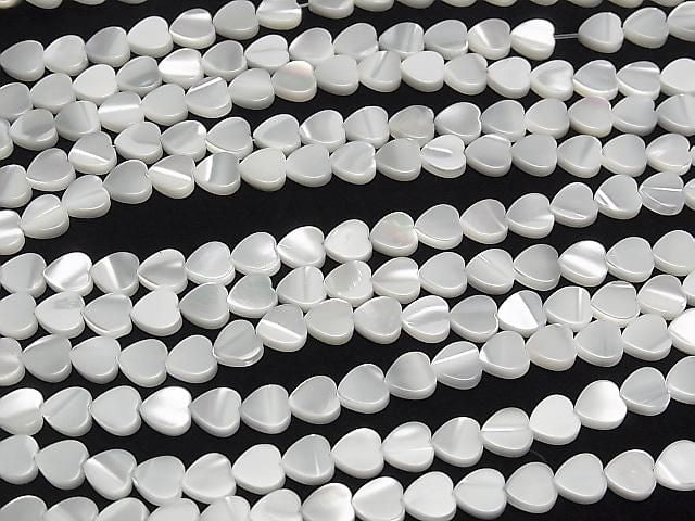 [Video] Mother of Pearl MOP White Vertical Hole Heart Shape 6x6x2mm 1-strand beads (approx. 15inch/37cm)