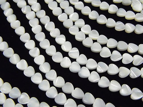 [Video] Mother of Pearl MOP White Vertical Hole Heart Shape 6x6x2mm 1strand beads (aprx.15inch / 37cm)