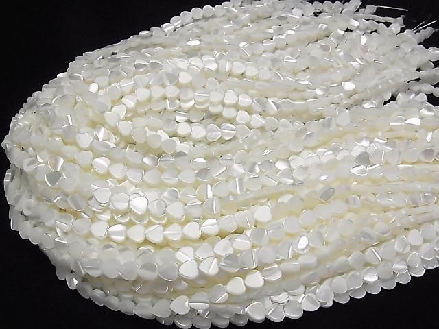 [Video] Mother of Pearl MOP White Vertical Hole Heart Shape 6x6x2mm 1-strand beads (approx. 15inch/37cm)