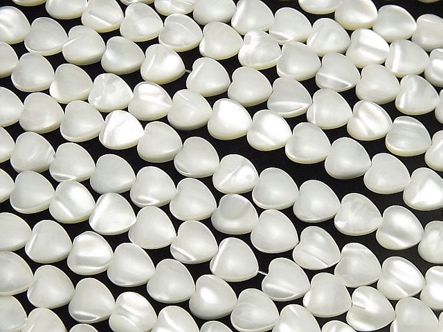 [Video] Mother of Pearl MOP White Vertical Hole Heart Shape 8x9x3mm 1strand beads (aprx.15inch / 38cm)