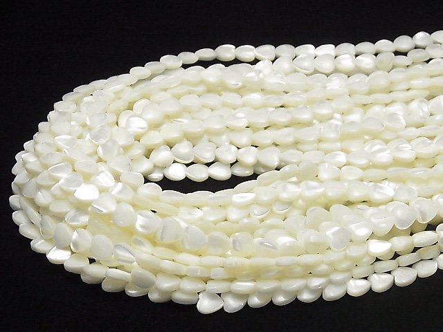 [Video] Mother of Pearl MOP White Vertical Hole Heart Shape 8x9x3mm 1strand beads (aprx.15inch / 38cm)