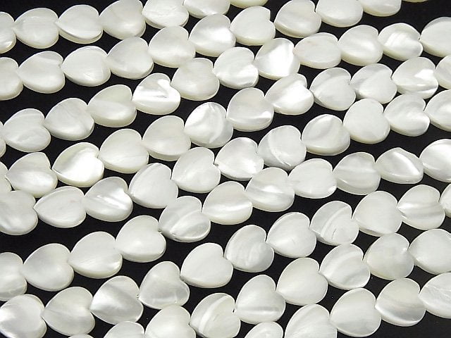 [Video] Mother of Pearl MOP White Vertical Hole Heart Shape 10x10x4mm 1strand beads (aprx.15inch / 37cm)