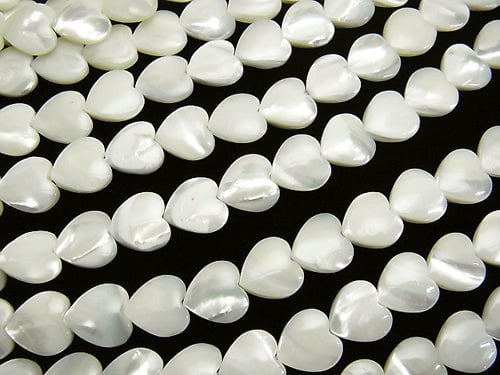 [Video] Mother of Pearl MOP White Vertical Hole Heart Shape 12x12x4mm 1strand beads (aprx.15inch / 37cm)