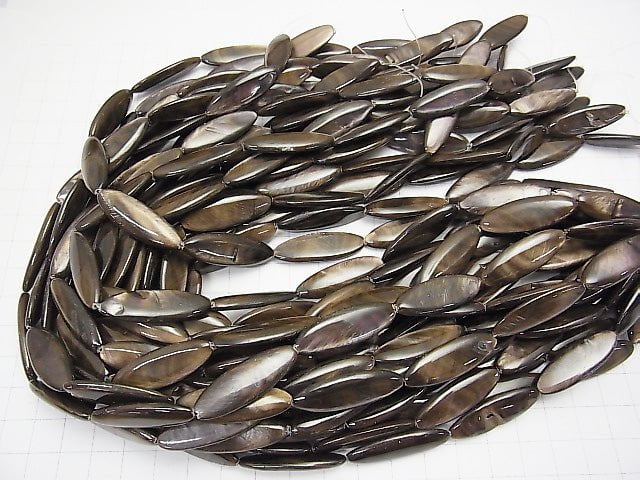 [Video] Brown Gray Color Shell Marquise 30x10x4mm 1strand beads (aprx.14inch / 34cm)