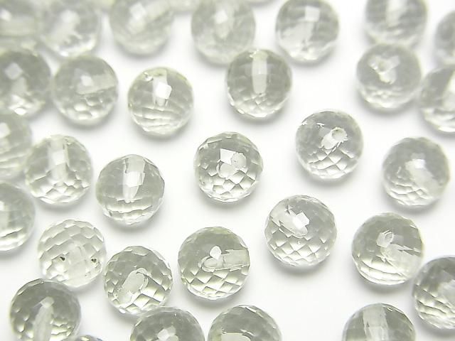 [Video]High Quality Green Amethyst AAA Half Drilled Hole Faceted Round 6mm 4pcs