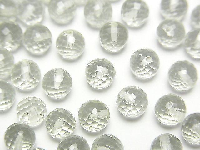 Faceted Round, Green Amethyst Gemstone Beads