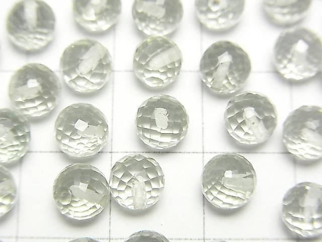 [Video]High Quality Green Amethyst AAA Half Drilled Hole Faceted Round 6mm 4pcs