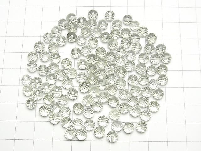 [Video]High Quality Green Amethyst AAA Half Drilled Hole Faceted Round 6mm 4pcs