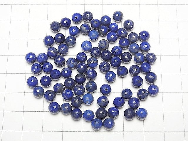 Lapislazuli AA++ Half Drilled Hole Faceted Round 6mm  5pcs $5.79!