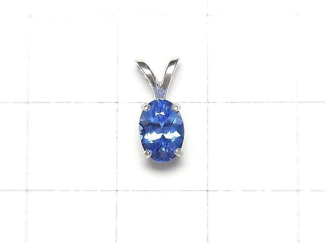 [Video] Siberian Blue Quartz Oval Faceted Pendant 7x5mm Silver925