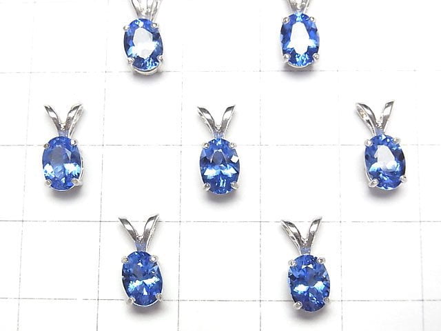 [Video] Siberian Blue Quartz Oval Faceted Pendant 7x5mm Silver925