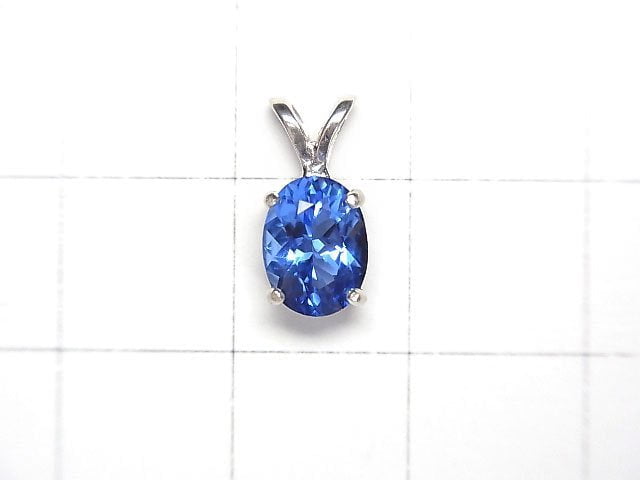 [Video] Siberian Blue Quartz Oval Faceted Pendant 8x6mm Silver925