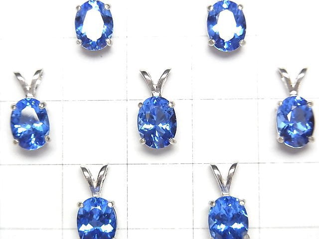 [Video] Siberian Blue Quartz Oval Faceted Pendant 8x6mm Silver925