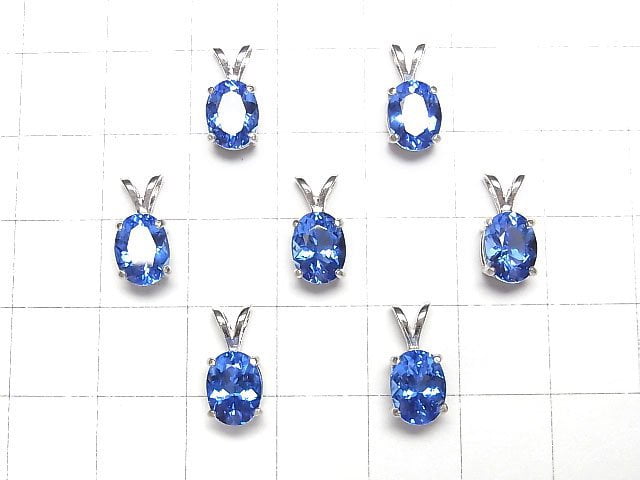 [Video] Siberian Blue Quartz Oval Faceted Pendant 8x6mm Silver925