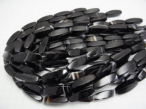 1strand $11.79! Stripe Onyx Rice 4Faceted Faceted Twist 30x9x9mm 1strand beads (aprx.15inch / 37cm)