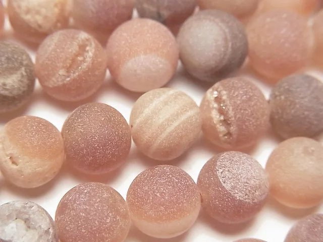 [Video] Frosted Druzy Agate Round 8mm 1strand beads (aprx.15inch/36cm)