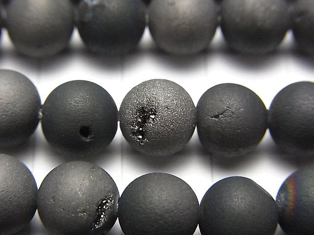 1strand $6.79! Druzy Agate Round 8mm Matt Black 1strand beads (aprx.15inch / 37cm)