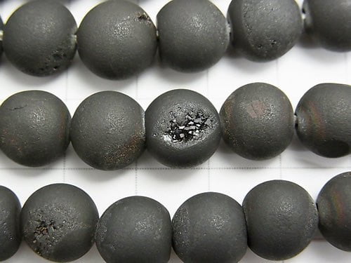 1strand $7.79! Druzy Agate Round 10mm Matt Black 1strand beads (aprx.15inch / 37cm)