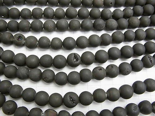 1strand $7.79! Druzy Agate Round 10mm Matt Black 1strand beads (aprx.15inch / 37cm)