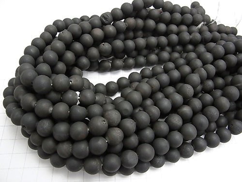 1strand $7.79! Druzy Agate Round 10mm Matt Black 1strand beads (aprx.15inch / 37cm)