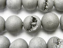 1strand $7.79! Druzy Agate Round 10mm Matt Silver 1strand beads (aprx.15inch / 36cm)