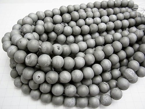 [Video] 1strand $8.79! Druzy Agate Round 12mm Matt Silver 1strand beads (aprx.14inch / 35cm)