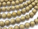 1strand $7.79! Druzy Agate Round 10mm Matt Gold 1strand beads (aprx.15inch / 37cm)