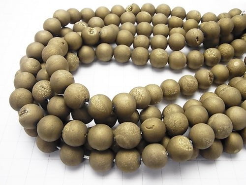 1strand $8.79! Druzy Agate Round 12mm Matt Gold 1strand beads (aprx.15inch / 36cm)