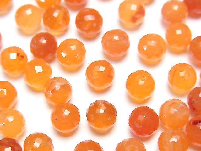 Carnelian, Faceted Round Gemstone Beads