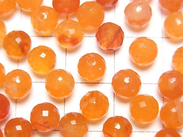 [Video]Carnelian AAA Half Drilled Hole Faceted Round 6mm 4pcs