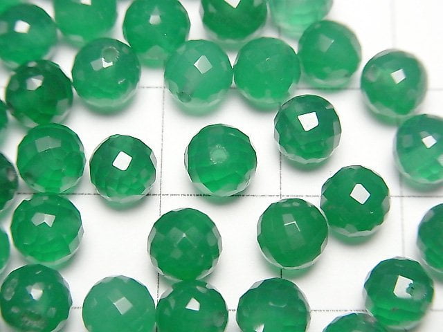 Green Onyx AAA Half Drilled Hole Faceted Round 6 mm 5 pcs $5.79!