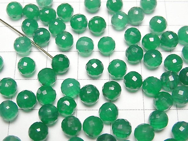 Green Onyx AAA Half Drilled Hole Faceted Round 6 mm 5 pcs $5.79!