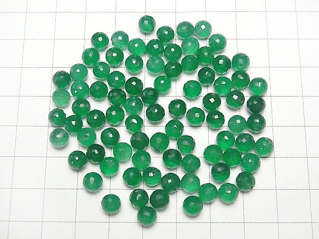 Green Onyx AAA Half Drilled Hole Faceted Round 6 mm 5 pcs $5.79!